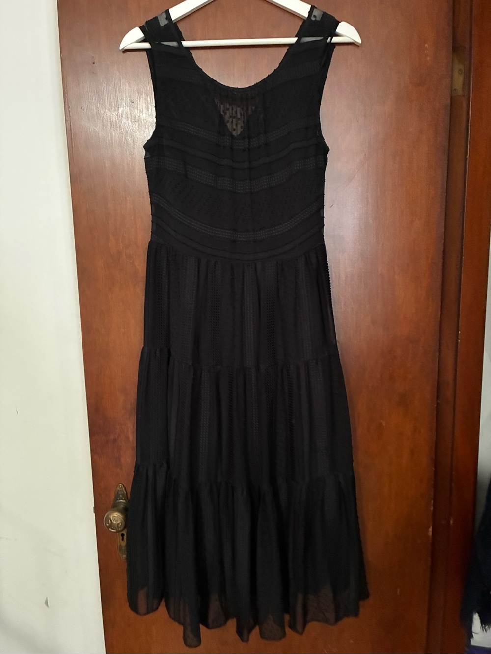 J. Crew Black Sleeveless Tiered Maxi Dress
